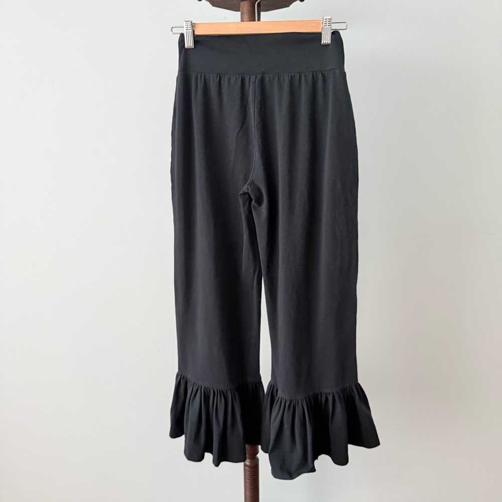 Matilda Jane Black Ruffle Hem Wide Leg Pants Size S Boho Romantic - Picture 3 of 8